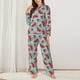 thumbnail image 2 of Balery Watermelon Conjunto de Pijama con Estampado para Mujer, Conjunto de Dos Piezas con Manga Larga, Ropa de Dormir Suave con Bolsillos, Pijamas Cómodos-Medium, 2 of 7