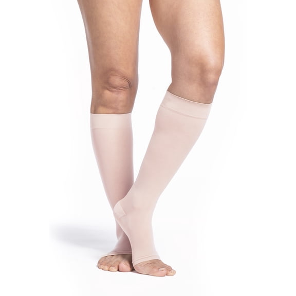 Sigvaris Style 781 Sheer 15-20 Open Toe Knee High Compression Stockings Warm Sand SS Short