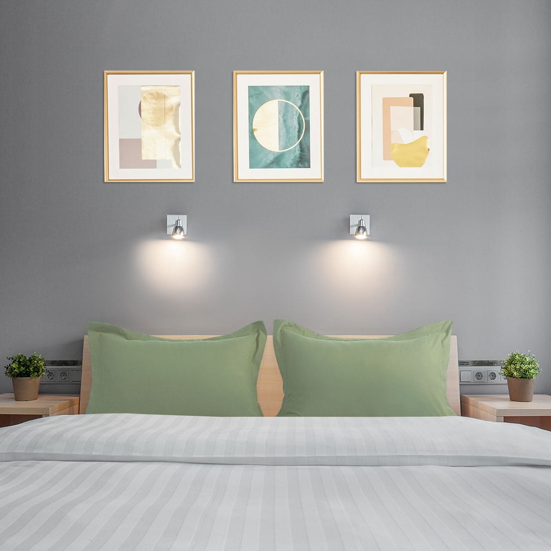 Unique Bargains 2-Pack Envelope Closure Pillow Sham King Sage