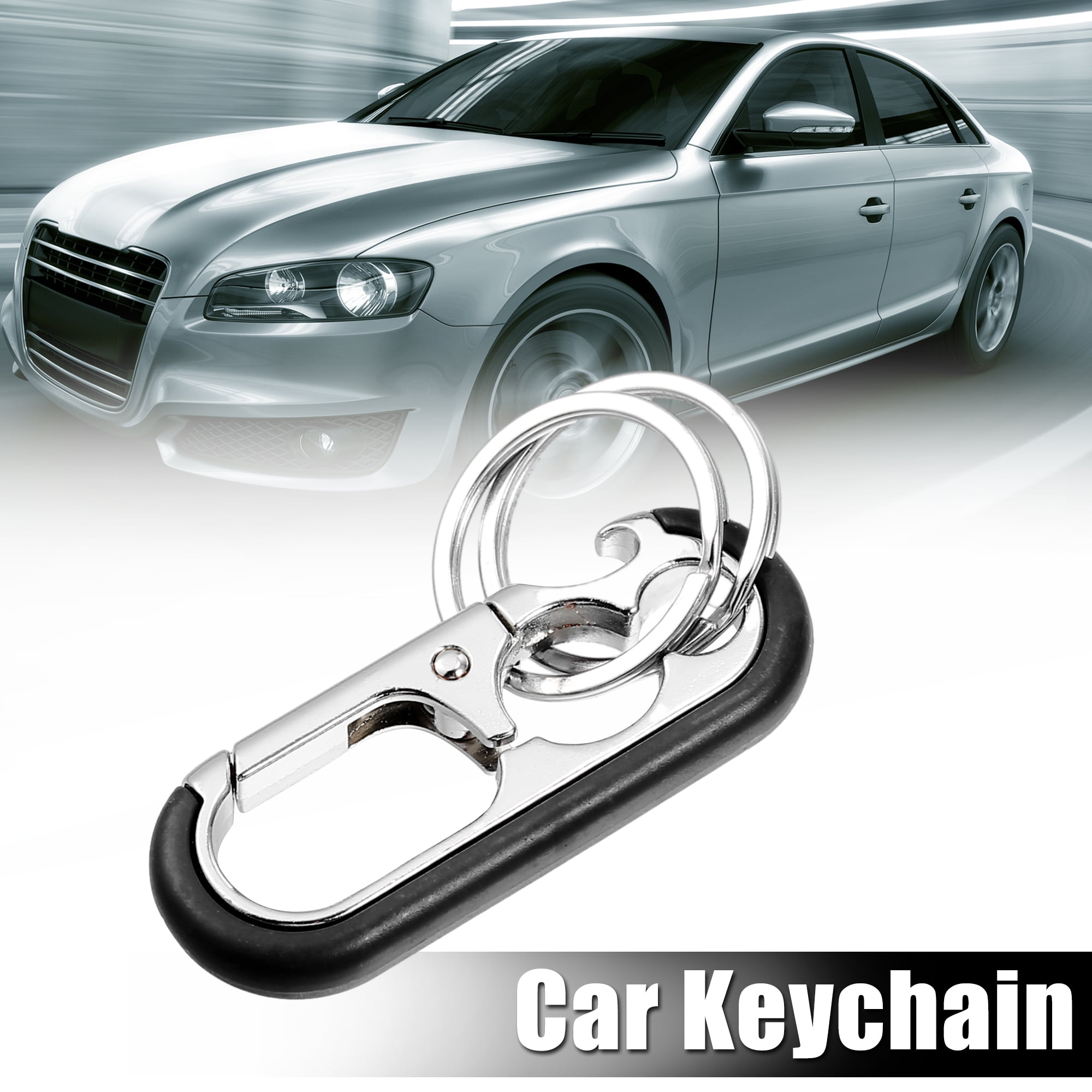 Unique Bargains Car Fob Key Chain Keychain with Double Hoop Black