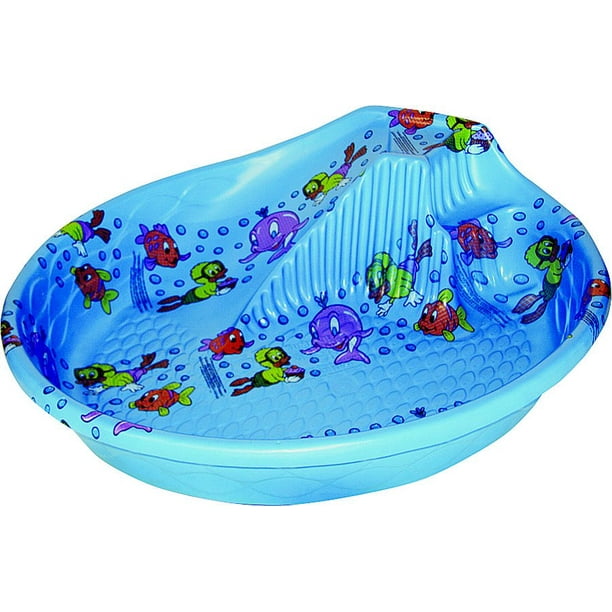 plastic pool with a slide