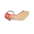 thumbnail image 6 of BLISSFUL STEP Women's Solid Color Open Toe Rhines Ankle Strap Stiletto Sandals Red 6, 6 of 9