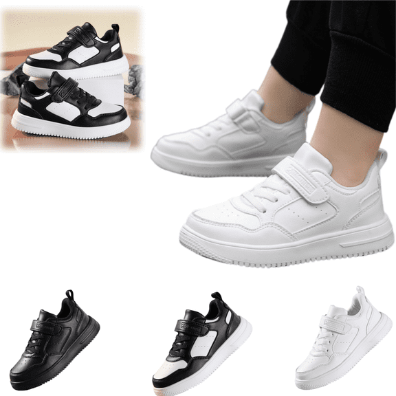 YOUYEDIAN Toddler Shoes Lightweight Comfortable Leather Walking Shoes Outdoor Non-Slip Athletic Sneakers(White,5 Big Kid)