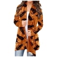 thumbnail image 1 of Cardigan Imprimé Citrouille Chat d'Halloween pour Femmes, Blouse Décontractée EAN13, 1 of 5