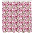 thumbnail image 3 of Floral Shower Curtain, Blooming Summer Garden Flowers Buds and Pistils Watercolor Illustration, Fabric Bathroom Set with Hooks, 69W X 84L Inches Extra Long, Magenta and Fern Green, by Ambesonne, 3 of 3