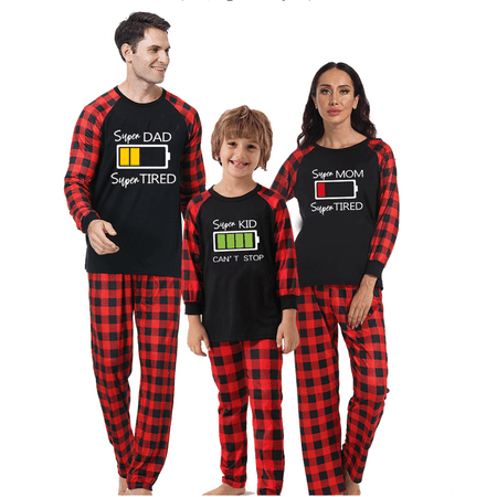 

QILINXUAN Family Christmas Pjs Matching Sets Parent-Child Christmas Pajama Splicing Tops with Plaid Pants/Jumpsuit Baby Christmas Matching Jammies for Adults and Kids Holiday Xmas Sleepwear Set