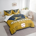 thumbnail image 3 of jejeloiu Boys Baseball Game Twin Bedding Sets 7-Piece,Milwaukee City Bedding Comforter Set,Ball Sport Lover Sheet Sets For Teens Boy,Microfiber Bedroom Decor Reversible, 3 of 8