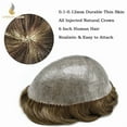 thumbnail image 5 of LYRICAL HAIR Men's Hairpiece 7X9 Full PU Toupee Hair for Men Human Hair Replacement System Thin Skin Silicone Mens Toupee Hair Units #510 Medium Light Brown with 10% Gray, 5 of 6