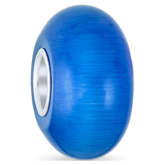 Murano Glass Round Opaque Solid Pale Pink Simulated Opal Spacer Charm Bead for Women for Teen 925 Sterling Silver