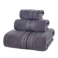 thumbnail image 4 of 2026 New! Zero Twist Cotton Medium Weight Towels, for Guest Bath, Bathroom, Shower, Spa, Plush Towels, Bath Essentials, Ribbed Textured Border, 3 Piece Assorted Towel Set, 4 of 5