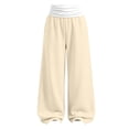 thumbnail image 3 of Falkdiz Girls Loose Sweatpants Open Bottom Outdoor Pockets Solid Color Pantalones Wide Leg Relaxed fit Pants for Girls Trendy , Beige , Size: 5-6 Years, 3 of 8