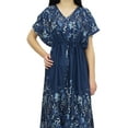 thumbnail image 3 of Bimba Women's Drawstring Waist Knee Length Dress Navy Blue Summer Casual Wear-4, 3 of 5