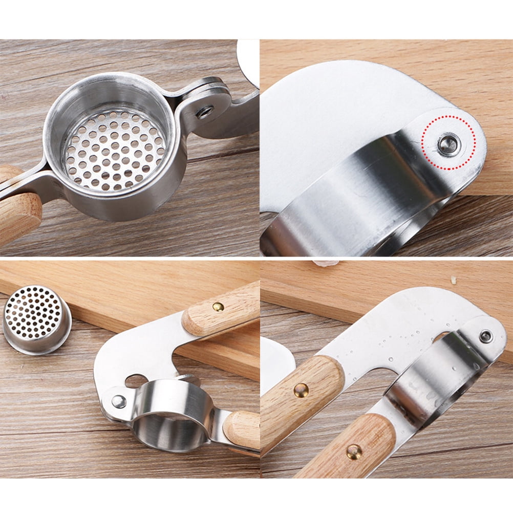 HONITANO Wooden Garlic Press Crusher Mincer Squeezer - Easy to Use Garlic Crusher for Kitchen Cooking