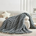 thumbnail image 2 of 50x60 Inches Ultra-Soft Fuzzy Faux Fur Plush Throw Blanket - Thick, Warm Sherpa for Couch, Sofa, Bedroom, Camping - Decorative Blanket for Cozy Warmth, Bubble Gray, 2 of 7