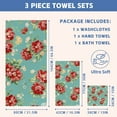 thumbnail image 2 of Bath Towels Set of 3 - Shower Towels, Hand Towel, Wash Cloths with Red Rose, Absorbent & Ultra Soft Towels for Bathroom, Extra Large Bath Sheets for Everyday Use, Gym & Spa, 2 of 7
