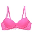 thumbnail image 3 of Blmnix Bra for Women Push Up Lace Bra Underwire Bras Pink Standard Straps Balconette Wireless Bras for Women, 3 of 4