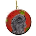 thumbnail image 1 of Brussels Griffon Flocons de Neige Rouges Ornement en Céramique de Fête, 2.81 Dia, 1 of 1