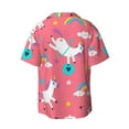 thumbnail image 6 of Lsque Yoga Unicorn print Men's Cuban Collar Short Sleeve Shirt Summer Beachwear Casual Button Down Fashionable Vacation Leisure Shirt-X-Large, 6 of 7