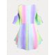 thumbnail image 2 of Camiseta en Talla Extra de Hombros Al Aire de Color Degradado con Anillo Cuadrado Rosegal  Camisetas tallas grandes, 2 of 5