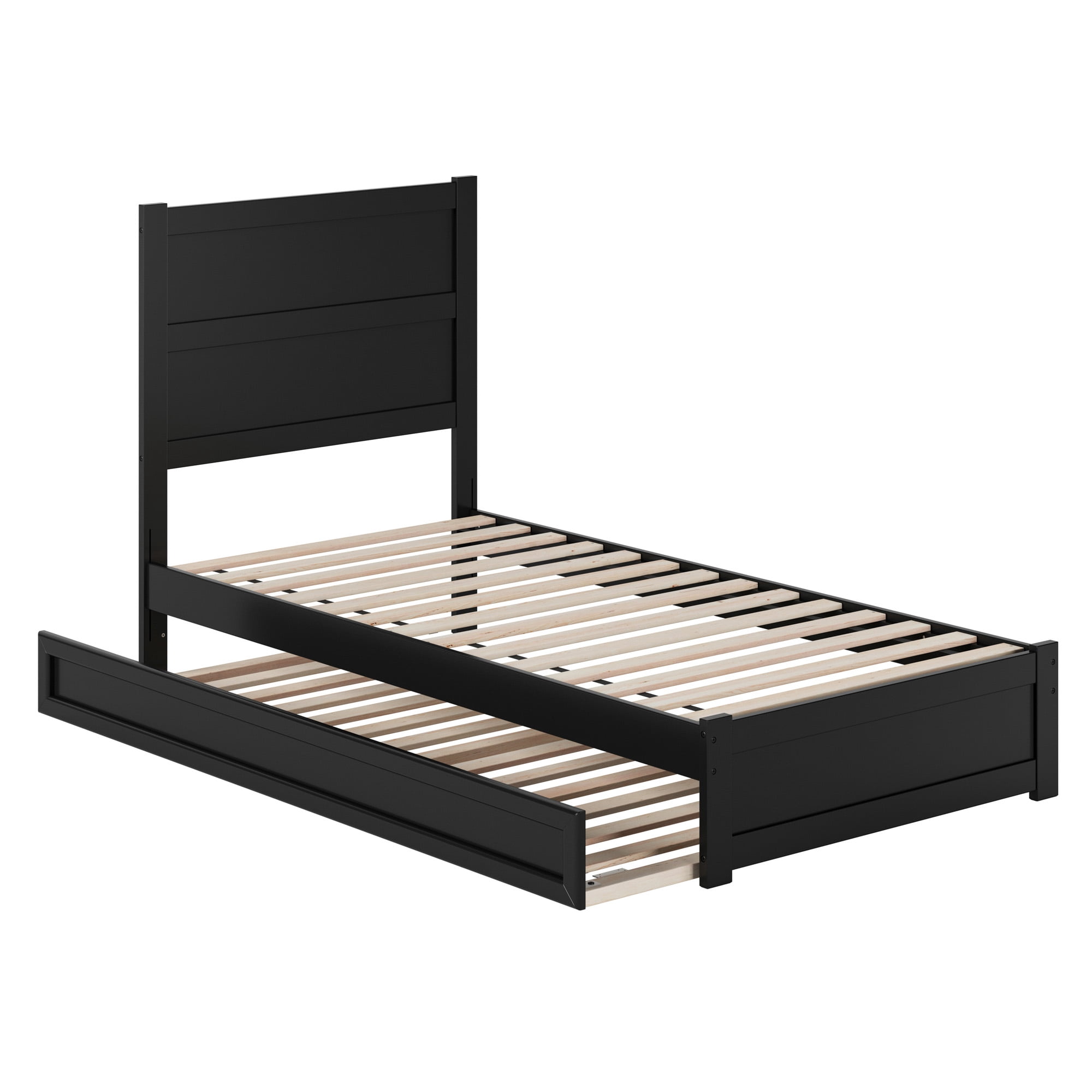 AFI Aveline Twin XL Platform Bed with Matching Footboard & Twin XL Trundle, Black