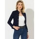 thumbnail image 3 of INSPIRE CHIC Chaqueta tipo blazer informal con decoración de botones delanteros abiertos y cuello levantado vintage para mujer Azul marino L, 3 of 4