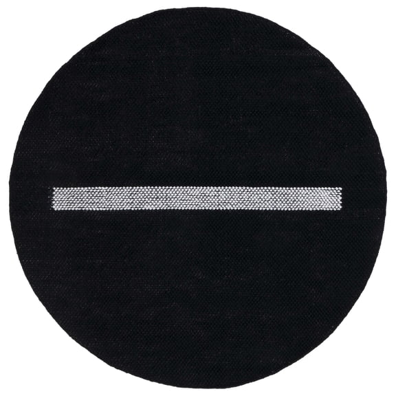 SAFAVIEH Natura Marina Striped Wool Area Rug, Black/Ivory, 6' x 6' Round