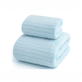 thumbnail image 1 of Set 2 Toallas Baño Lana Coral Suave De Alta Densidad, Color Azul Celeste, 1 of 5