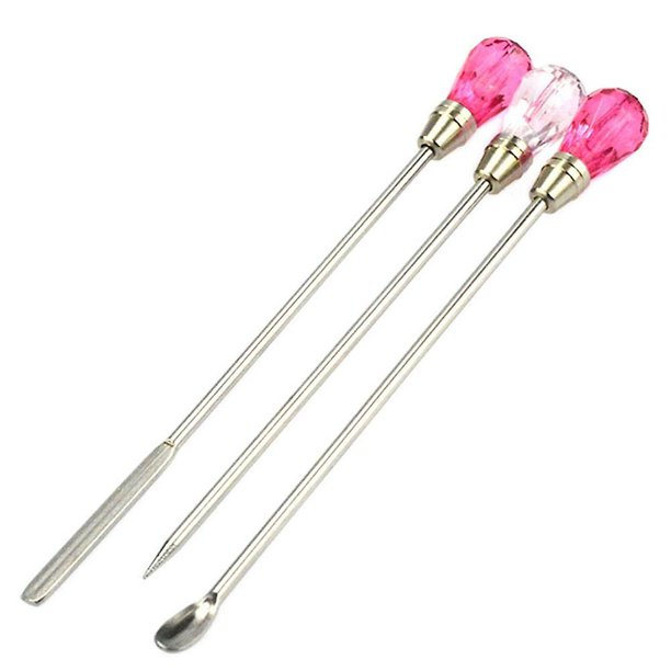Barra de agitación para uñas, herramienta para bricolaje, cuchara, espátula, palo de aguja compatible con polvo, pegamento líquido, diamantes de imitación, acrílico, uv, gel, accesorios para manicura Afortunado Sencillez