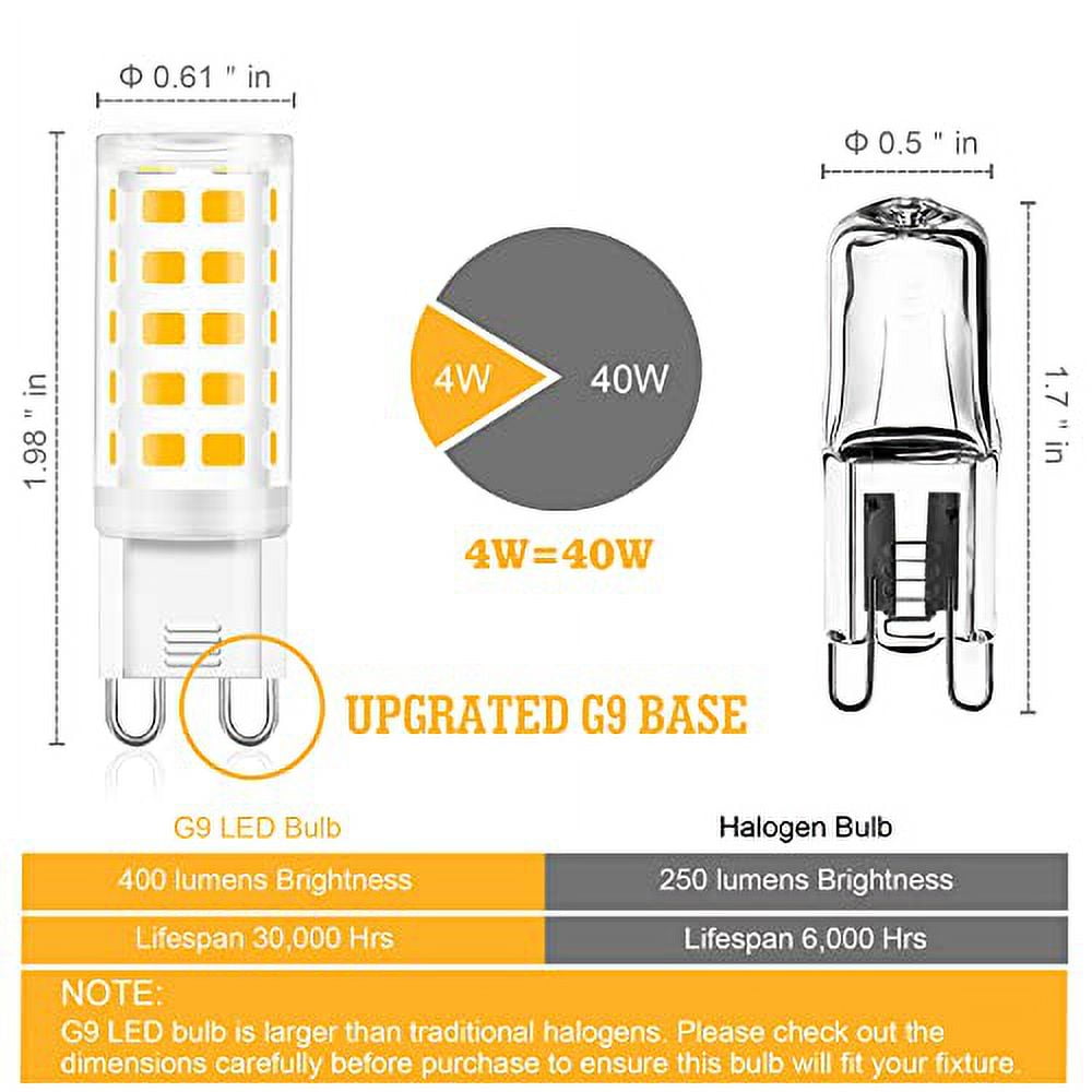 10 Pack G9 LED Bulb Soft White 2700K 4W Equivalent 40W Halogen Bulbs,  Golspark G9 Bi-Pin Base Light Bulbs, AC 120V 400LM T4 LED Bulb for  Chandelier, Non Dimmable 10 Pack 