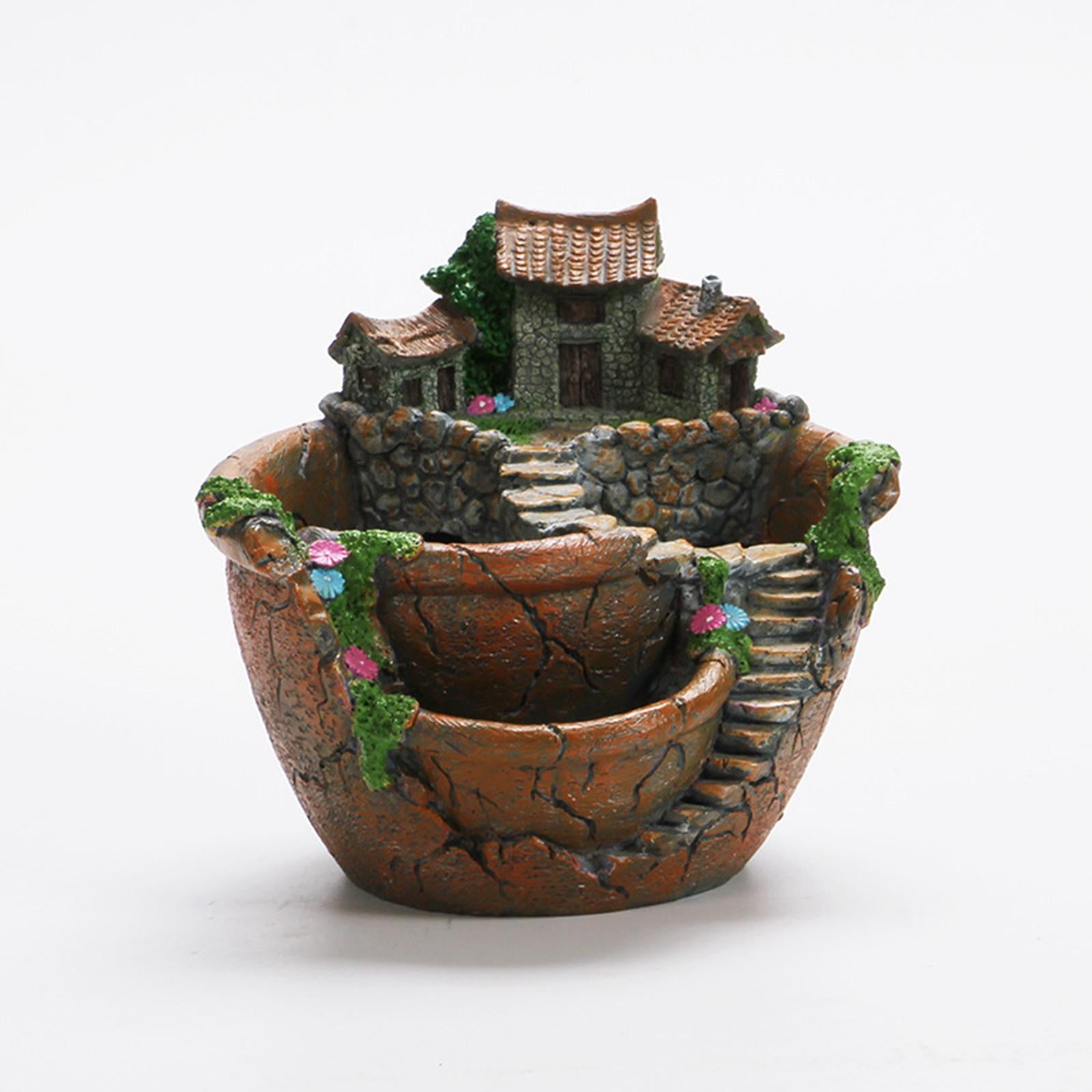 Succulent Plants Planter Flower Pot, Fairy Garden Design Crafts Creative Plant Flowerpot for Cacti Green Plant Balcony Store Orange