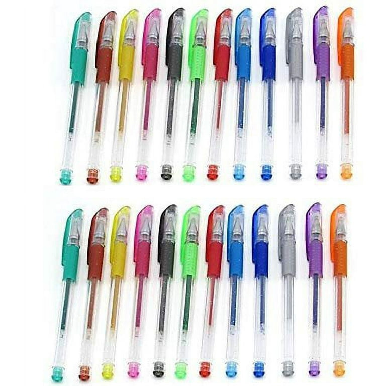 Mutsitaz 48 Packs Color Gel Pens, Multicolor Gel Pens for Coloring Books  for Adults, Drawing and Writing,1mm Point (12 Metal Pens 12 Glitter Pens 12  Neon Pens 12 Water Chalk Pens) 