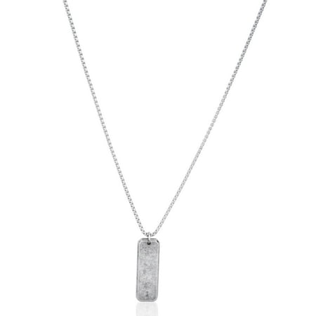 Ed Jacobs Silver Stainless Steel Rectangular 24" Necklace