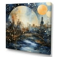 thumbnail image 2 of Designart "Orange Bridge delicate Overpass Pointillism" Pointillism Canvas Art Print, 2 of 5