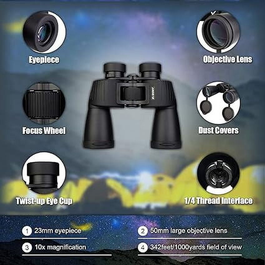 SVBONY SA204 10x50 Binocular, Porro FMC Binoculars for Bird Watching, Spring Hunting,IPX6 Waterproof Fogproof Sports Binoculars, Long Range Bird Watching Binoculars for Adults