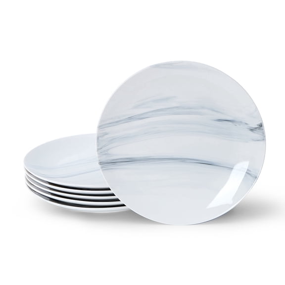 Dinner Plates, 10.5 Inch Plates Set of 6, Porcelain Round Dessert Salad Dinner Plates, Serving Dishes for Kitchen, Dishwasher, Microwave, Freezer, Oven Safe
