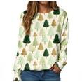 thumbnail image 5 of larppty Women's Ugly Christmas Sweaters Cute Christmas Tree Long Sleeve Crewneck Sweatshirts Casual Oversized Pullover Tops （Khaki, M）, 5 of 6