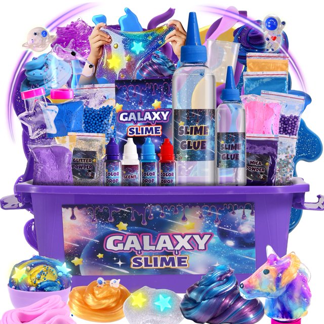 Slime Kit LPFEZRS Mini Galaxy con pegatinas que brillan en la oscuridad