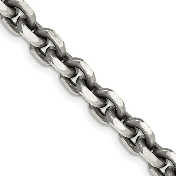 Primal Silver Sterling Silver 5.6mm Antiqued Cable Chain