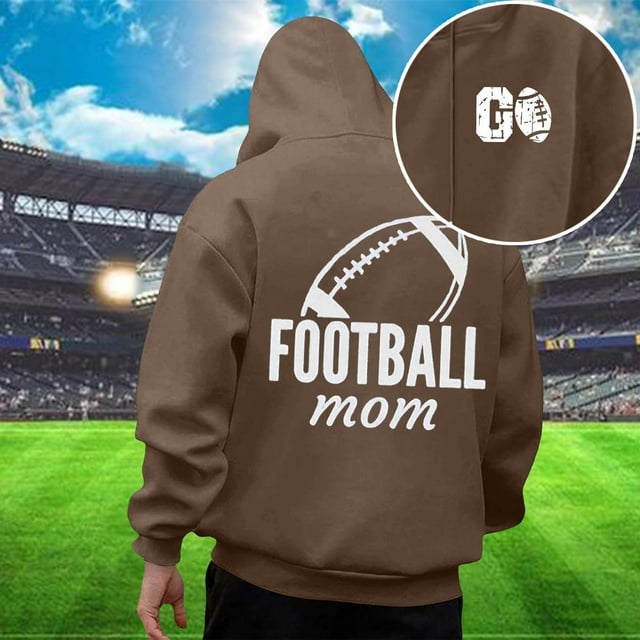 MHFRRA Sudadera con Capucha Informal para Hombre, Estilo Holgada, con Estampado de Fútbol, Cómoda y Cálida para Uso Diario En Otoño E Invierno Café