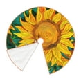 thumbnail image 3 of Salouo Vibrant Sunflower Painting Christmas Tree Skirt 30" Farmhouse Christmas Decorations Snowman Xmas Tree Skirt Tree Mat for Holiday Party Decor, 3 of 8