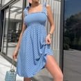 thumbnail image 1 of HKEJIAOI Robes Décontractées en Liquidation Robe Florale pour Femmes Mode Été Décontractée à Pois Camisole Sans Manches Bandage Mini Robe Bleue, 1 of 9