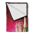 thumbnail image 2 of Romantic Soft Flannel Fleece Throw Blanket, Valentine's Day Themed Champagne Glasses and Roses with Hearts Warm Colors, Cozy Plush for Indoor and Outdoor Use, 50" x 70", Dark Pink Green, by Ambesonne, 2 of 5