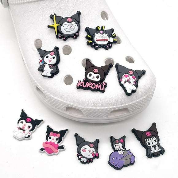 10Pcs Sanrio Kuromi Croc Charms Cartoon Jibbitz Clogs Sandals Decoration Shoe Accessories Kids Teens Adults Girls Women Party Favors