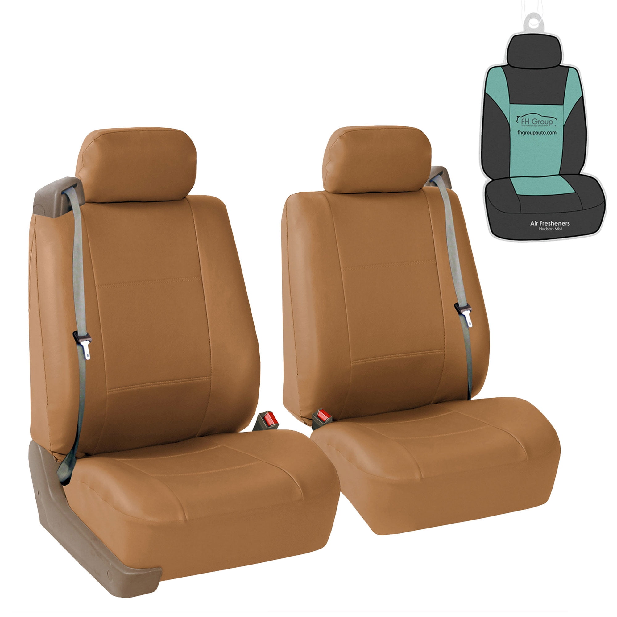 FH Group Builtin Seat Belt PU Leather Front Set Seat Covers with Bonus
