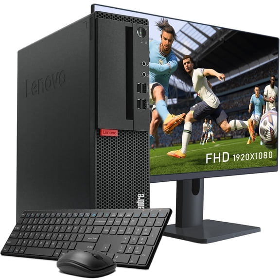 Restored Lenovo ThinkCentre M710s SFF Desktop - Intel i5 6th Gen Processor - 24" FHD Monitor - 32GB RAM 512GB NVMe SSD - Windows 10 Pro - Free Wireless Keyboard & Mouse (Refurbished)