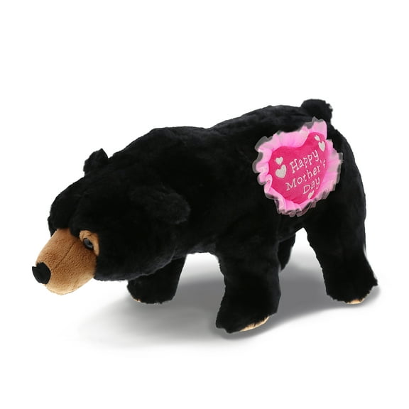 DolliBu Happy Mother's Day Super Soft Plush Wild Black Bear - Cute Stuffed Animal with Pink Heart Message for Best Mommy, Grandma, Wife, Daughter - Cute Wild Life Plush Toy Gift - 16" Inches