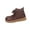 Brown, variant on Brown Women'S Casual Flat Ankle Boots With Side Zipper Front Round Toe For Winter Daily Wear - Pu Leather Slip On Comfortable Shoes