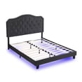 thumbnail image 5 of Harper & Bright Designs Queen Size Upholstered Platform Bed with LED light and Headboard, Velvet Platform Bed with Curve Design for Bedroom, Black, 5 of 11
