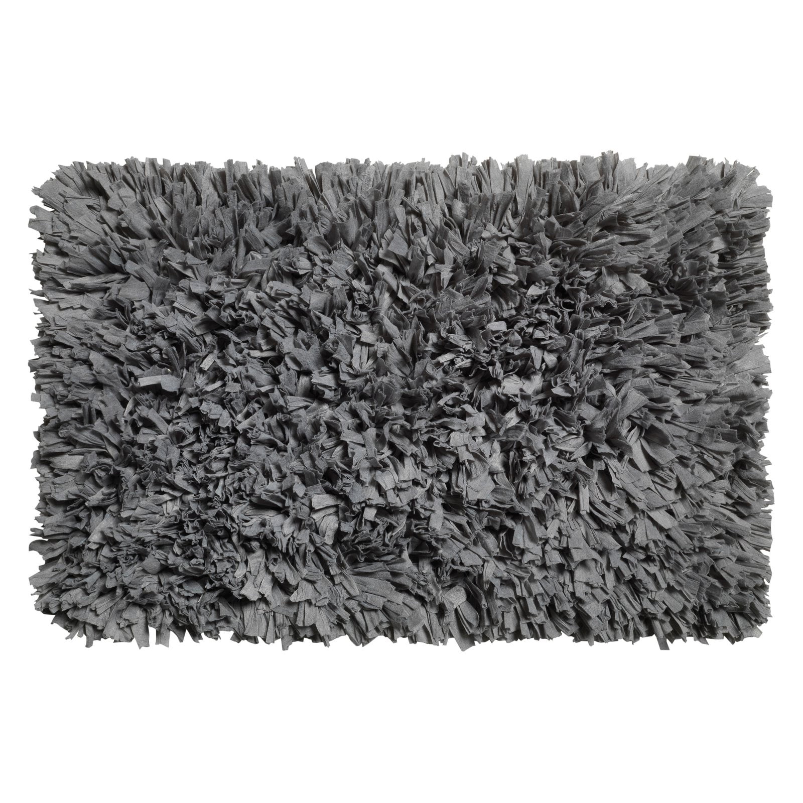 Soft Paper Shag Cotton Poly Blend Bathroom Rug, Grey