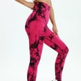 thumbnail image 3 of Leggings for Women Tummy Control Tie Dye Seamless High Waist Outdoor Tight Sports Yoga Pants,Hot Pink,M, 3 of 4